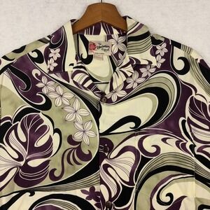 Hilo Hattie The Hawaiian Original Shirt Mens Medium Purple Swirl Floral Aloha